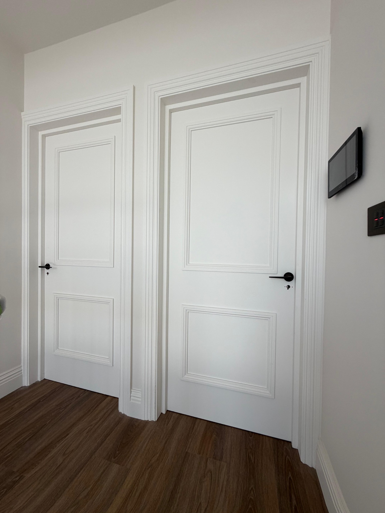 White panelled interior doors and architraves